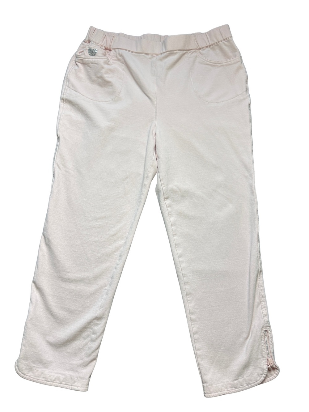 Quacker Factory Capris L-Short Pink Rhinestone Studded